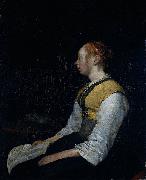 Gerard ter Borch the Younger Seated girl in peasant costume, probably Gesina (1631-90), the painter's half-sister. Spain oil painting artist
